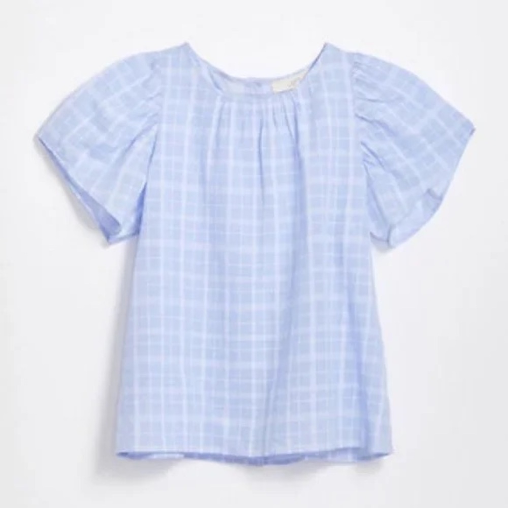 LOFT Light Blue Checkered Top